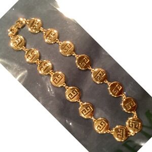 Givenchy‎ Gold Logo Medallion Chain Necklace Designer Jewelry